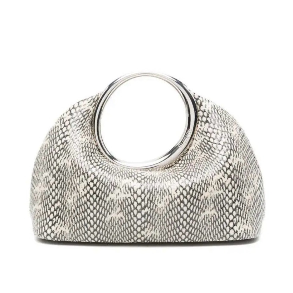 NWT JACQUEMUS Calino Clutch snakeskin silver wrist bag purse new
